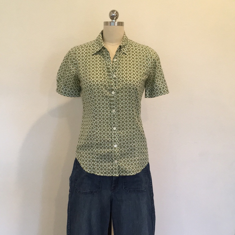 J Crew Cotton Print Blouse, Size 0